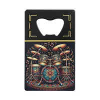 Live Music Vibes in Blue & Gold Credit Card Bottle Opener