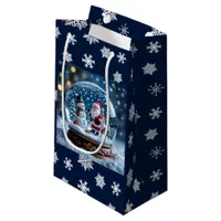 Snow globe with Santa and Reindeer Small Gift Bag
