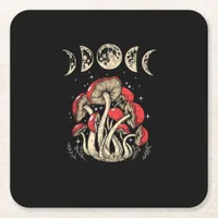 Cottagecore Mushrooms Academia Goblincore Aestheti Square Paper Coaster