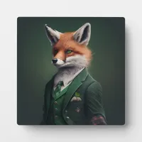 Red Fox in a Green St. Patrick's Day Suit Plaque