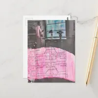 Vintage Man Thinking and Planning Looks Out Window Postcard