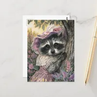 Charming Raccoon in a Pink Dress Postcard
