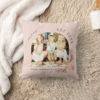 Mother photo pampas grass rose gold pink mom throw pillow