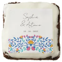 Vibrant Mexican Floral Fiesta Wedding Brownie