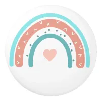 Pink and Teal Whimsical Rainbow Ceramic Knob