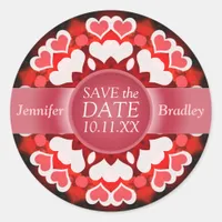 Twin Hearts Save the Date Classic Round Sticker