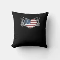 American Flag Heart Fitted Throw Pillow