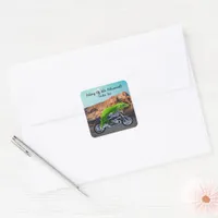 Ride into Retirement Custom Gecko Motorcycle Square Sticker