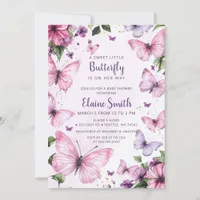 Pink Purple Butterfly Baby Shower  Invitation