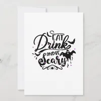 Eat Drink And Be Scary Halloween Design Trendy Art Holiday Card