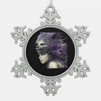 Whimsigoth Funny Design For Halloween Snowflake Pewter Christmas Ornament