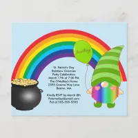 Budget St Paddys Rainbow Gnomies LGBT Party Invite Flyer