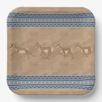 Southwest Pronghorn Antelope Herd Geometric Border Paper Plates