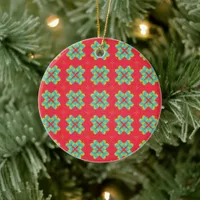 Christmas Holiday Charm Pattern 10 - Personalized Ceramic Ornament