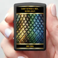 The intricate patterns of a snakeskin in detail zippo lighter