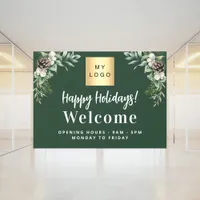 Christmas business logo welcome opening hours window cling