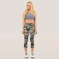 Colorful Succulents Capri Leggings