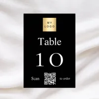 Black white business logo QR code table number