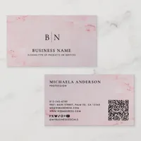Modern Minimalist Monogram QR Code & Social Media Business Card
