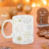 Dusty Blue & Gold Snowflake Winter Mug