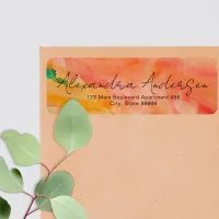 Orange Watercolor Modern Trendy Script Label