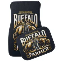 Buffalo Farmer Tending to Bison in Golden Light Car Floor Mat