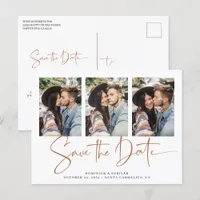 Rust Terracotta Handwritten Wedding Save the Date Postcard