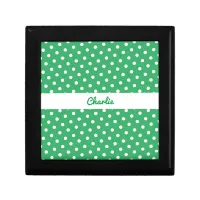 Personalized Polka Dot Pattern Elegant Green White Gift Box