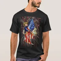 Vintage Patriotic Child Flag Fireworks Unisex T-Shirt