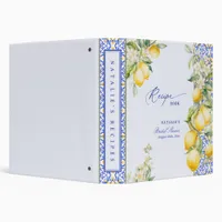 Floral Lemon Mediterranean Bridal Shower Recipe 3 Ring Binder