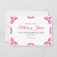 Talavera Pink Floral Minimalist Spanish Wedding Save The Date