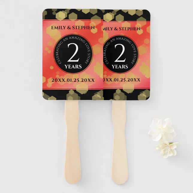 Elegant 2nd Garnet Wedding Anniversary Celebration Hand Fan