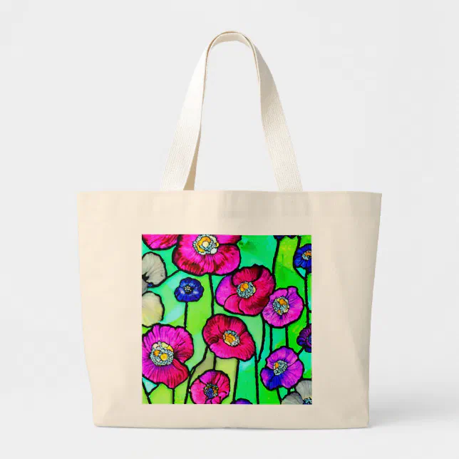 Anemones glass art large tote bag