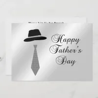 Happy Fathers Day Hat Gray Dot Tie Family Brunch Invitation