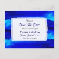 Blue Beach Ocean Themed Wedding Save the Date Announcement Postcard