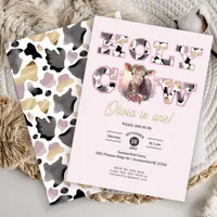 Holy Cow Girl Birthday Invite in Blush Pink