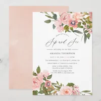 Blush Pink and Rose Gold Roses Sip and See Invitation