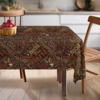 Coffee on Burlap Word Cloud Brown ID283 Tablecloth