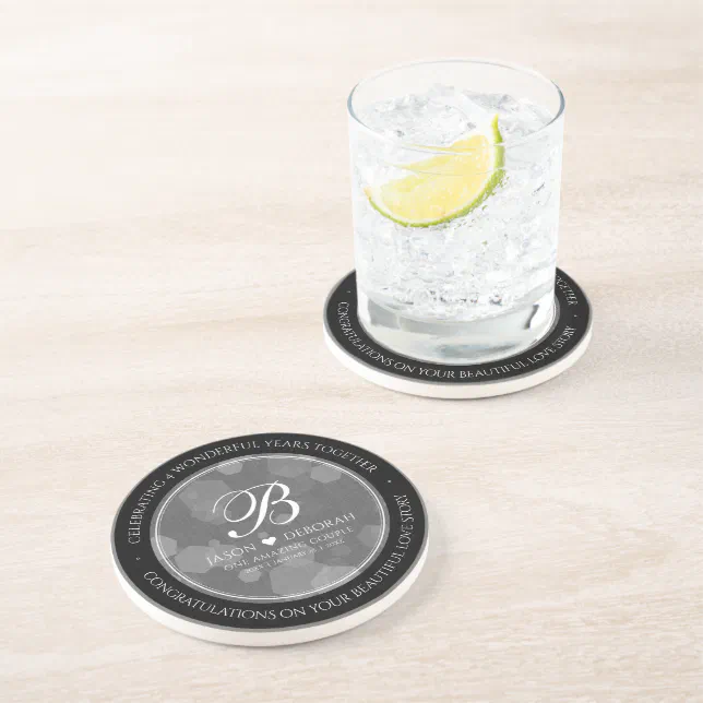 Elegant 4th Linen Wedding Anniversary Celebration Coaster