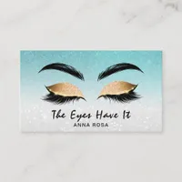 *~* AQUA TEAL Lashes Extensions Brows Girly Business Card