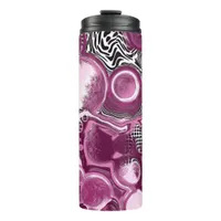 Pink, Magenta and Black Fluid Art Pour Painting    Thermal Tumbler