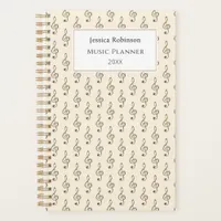 Treble Clef Music Symbol Pattern Stylish Cream Planner