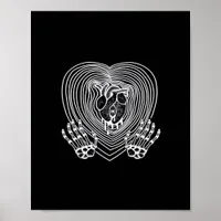 Crying Heart In White Skeleton Hands Hearts Modern Poster