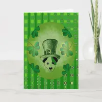 St. Patrick's Dog with Shamrocks Drawing Card