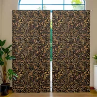 Modern Black  Rose Gold Floral Pattern  Blackout Curtains