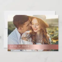 Elegant Rose Gold Botanical Photo QR Code  Save The Date