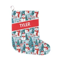 Cute Snowman Christmas Personalized  Large Christmas Stocking