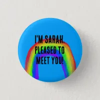 Name tag greeting pleased to meet you happy meet button