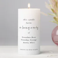 In Loving Memory Names Elegant Script Wedding Pillar Candle