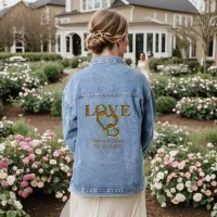 Gold Love Hearts Wedding Couple Names & Date Denim Jacket